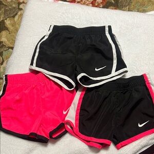Nike Black and Pink Shorts Trio